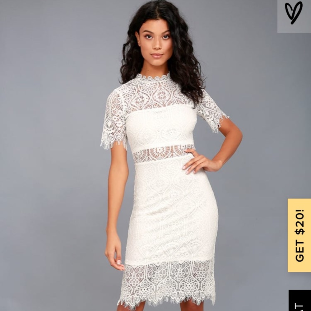 Midi White Lace Dress
